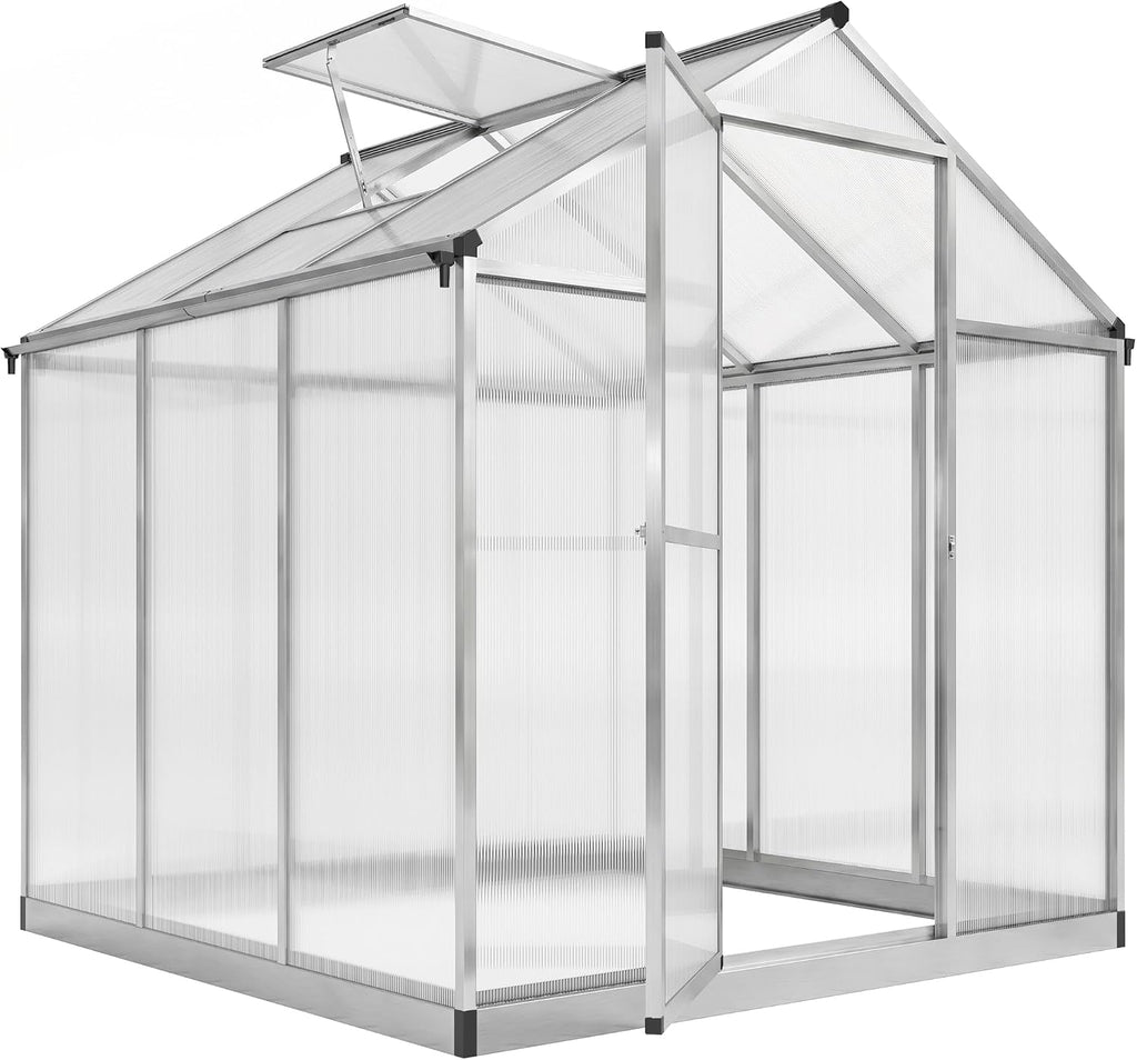Outsunny Polycarbonate Greenhouse, Up to 60 Sq Ft (4 ft × 6 ft to 10 ft × 6 ft)