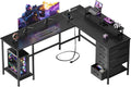 Korfile: 59" L-Shaped Computer Desk with Charging Station & Storage