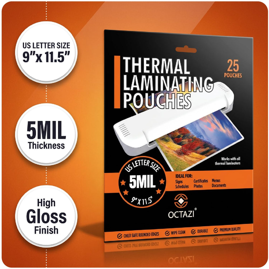 OCTAZI: Letter Size Thermal Laminating Sheets (3 Mil, 100-Count)