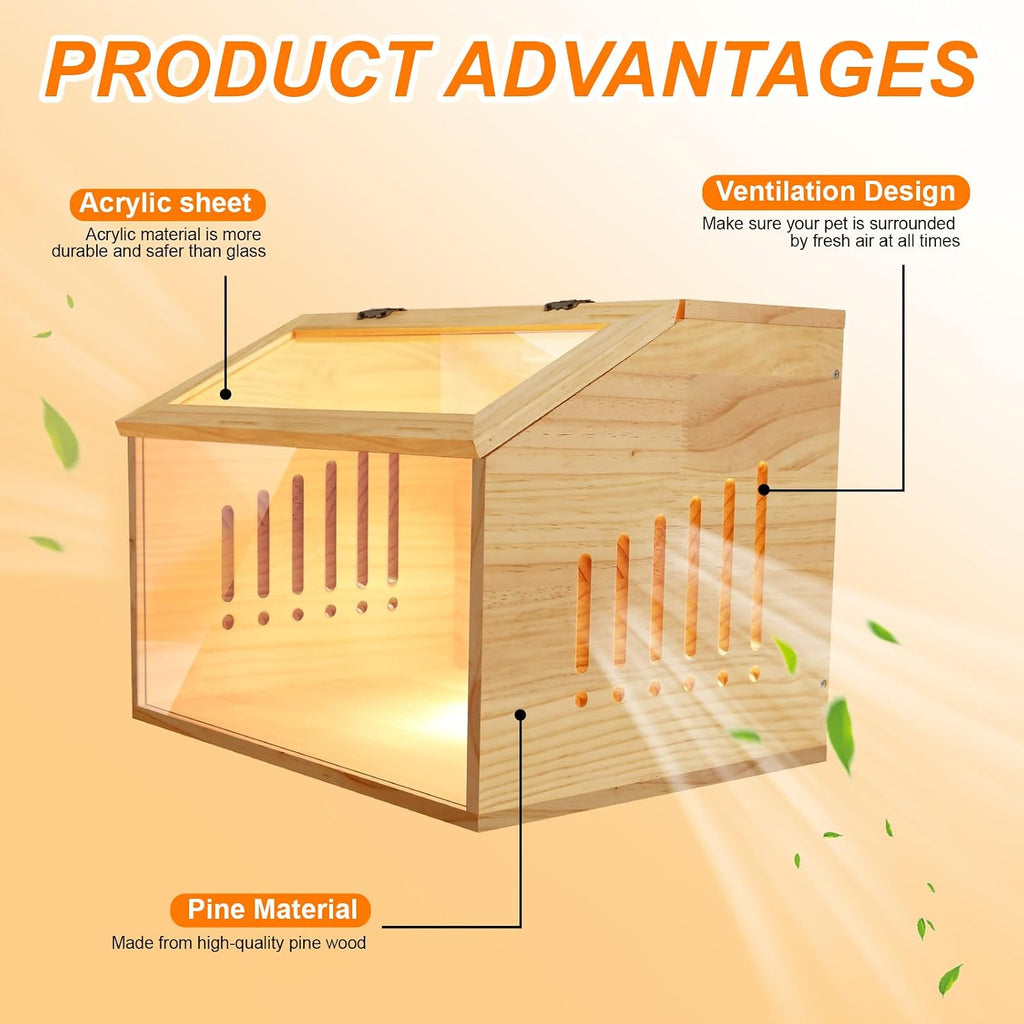 Brooder Box for Chicks，Indoor Smart Wooden Poultry Brooder with Heater, Suitable for 5-7 Newborn Chicks, Ducks, Quail, etc.（12 * 12 * 15.7inch）