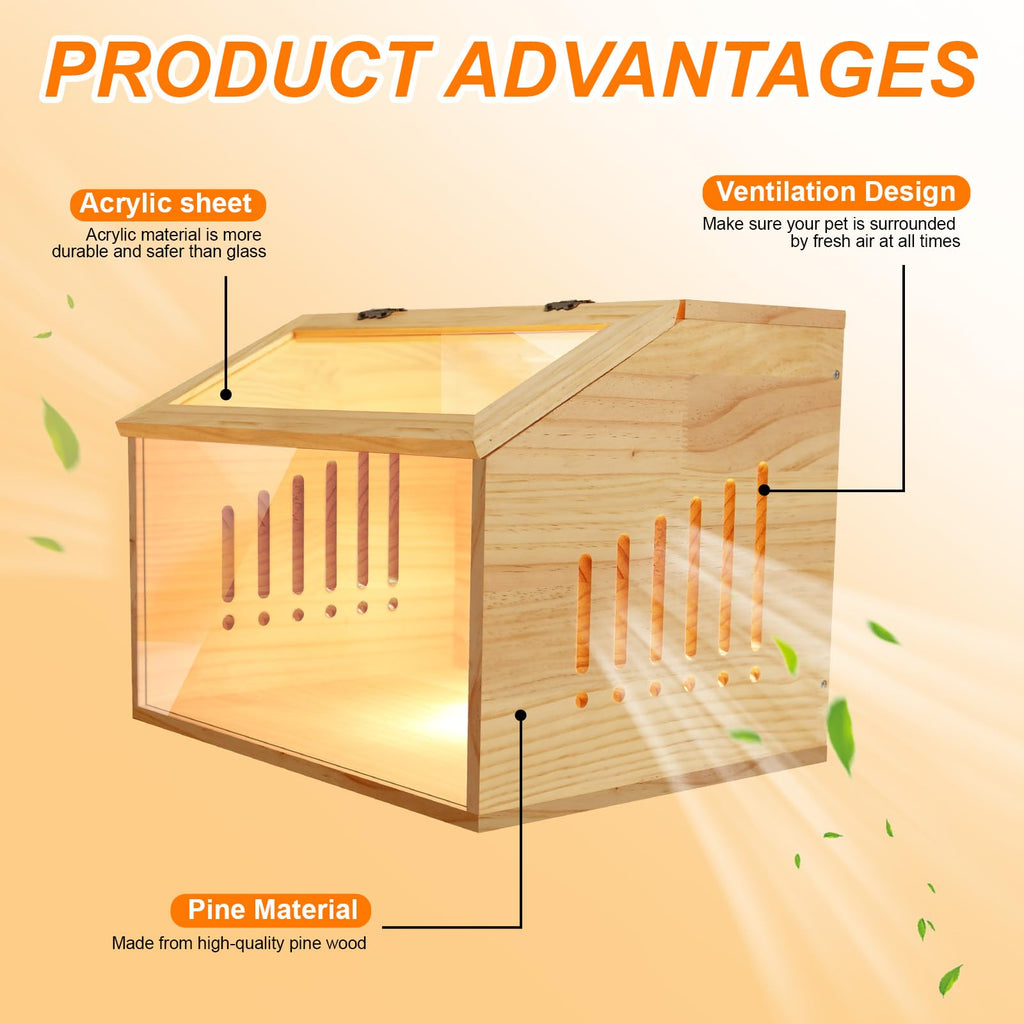 Brooder Box for Chicks，Indoor Smart Wooden Poultry Brooder with Heater, Suitable for 5-7 Newborn Chicks, Ducks, Quail, etc.（12 * 12 * 15.7inch）