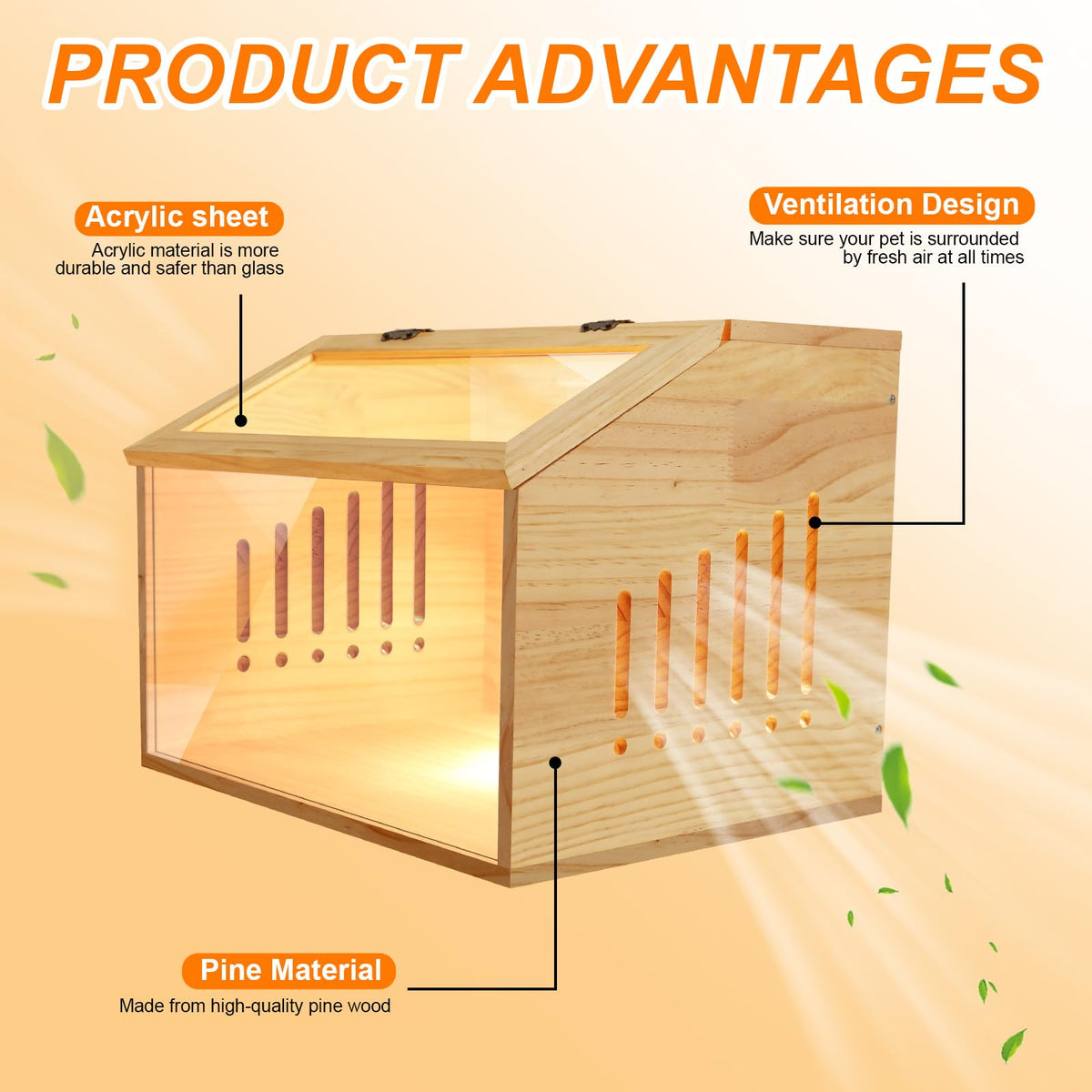 Brooder Box for Chicks，Indoor Smart Wooden Poultry Brooder with Heater, Suitable for 5-7 Newborn Chicks, Ducks, Quail, etc.（12 * 12 * 15.7inch）