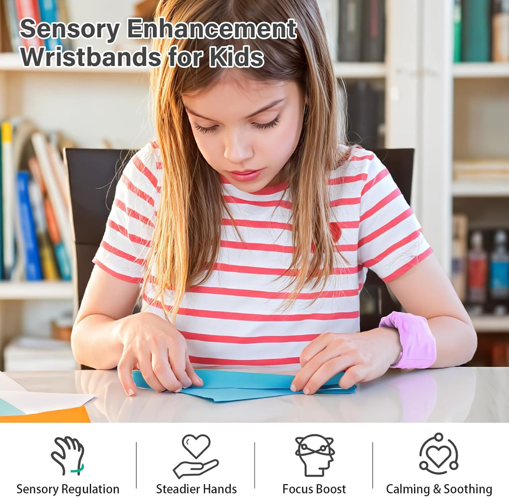 Sensory Weighted Bracelets for Kids, Sensory Wristbands for Autism ADHD SPD Anxiety Relief, Calming and Focus for Special Needs Child, Two Pack, Light Purple