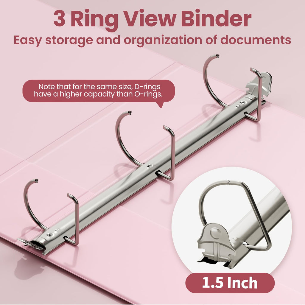 SUNEE 3 Ring Binder 1 Inch 4 Pack, Clear View 1" Binders Three Ring PVC-Free (Fit 8.5x11 Inches) for School or Office Supplies, Assorted Pastel