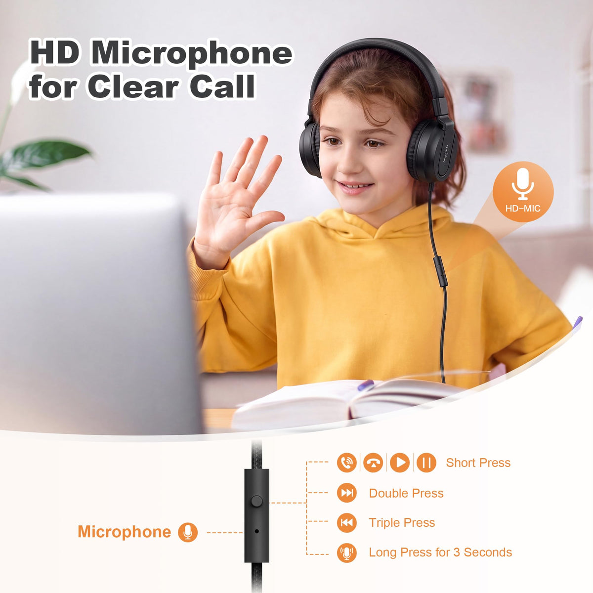 AILIHEN I35 Kids Headphones for School with Mic, 93dB Volume, Green Purple