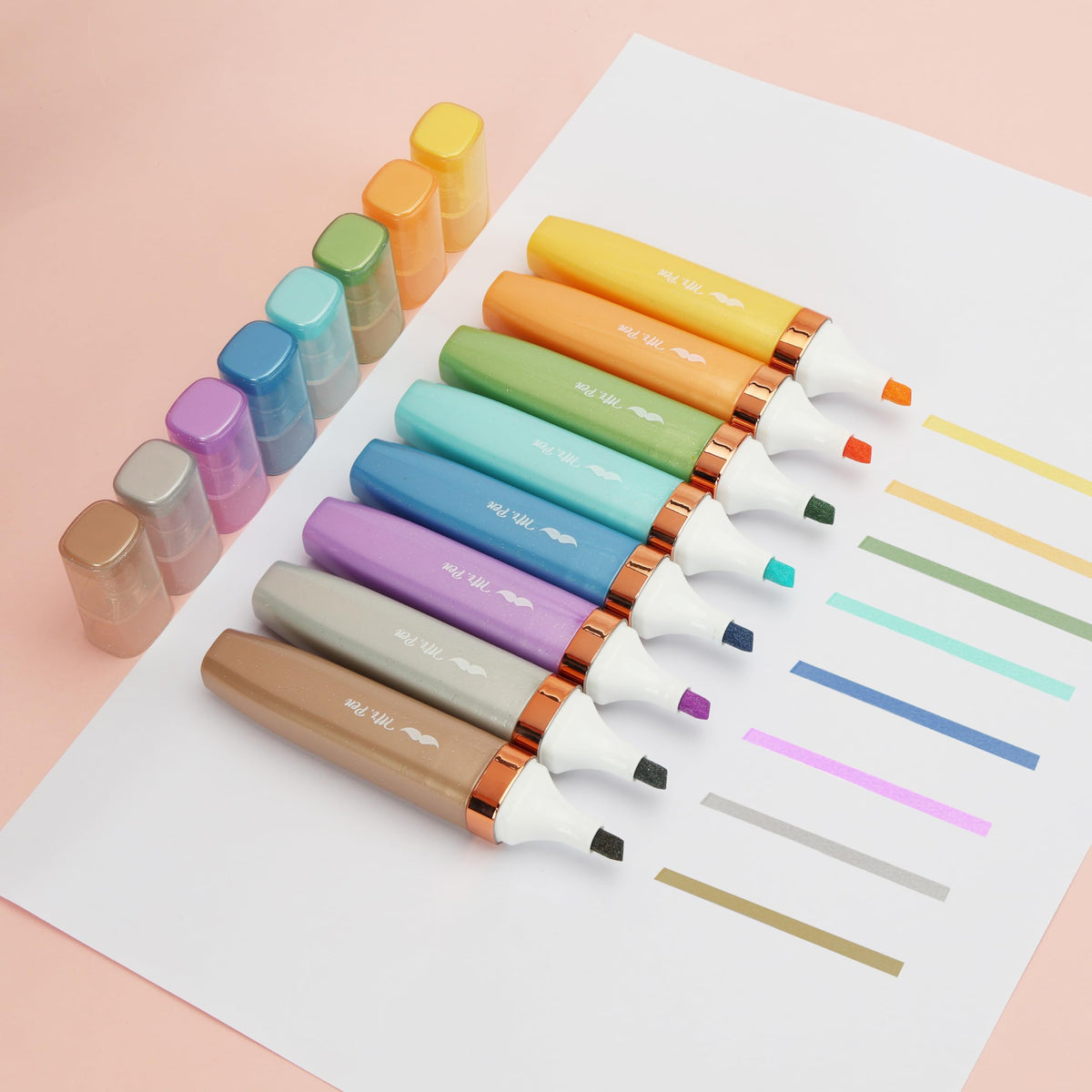 Mr. Pen- Glitter Highlighters, 8 Pack, Pastel & Metallic Colors