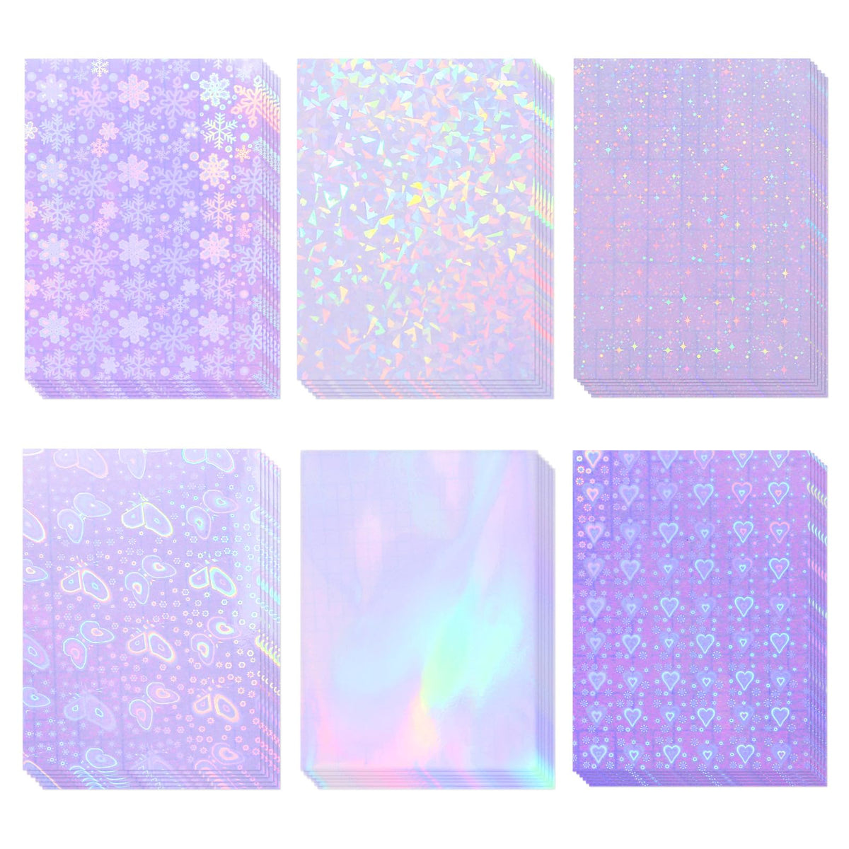 36 Sheets Holographic Laminating Sheets Clear Self Adhesive Sticker Paper