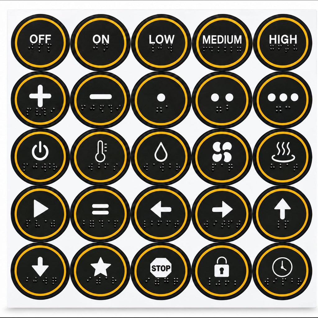 25 Tactile Stickers for Blind and Visually Impaired Elderly Raised Markers
