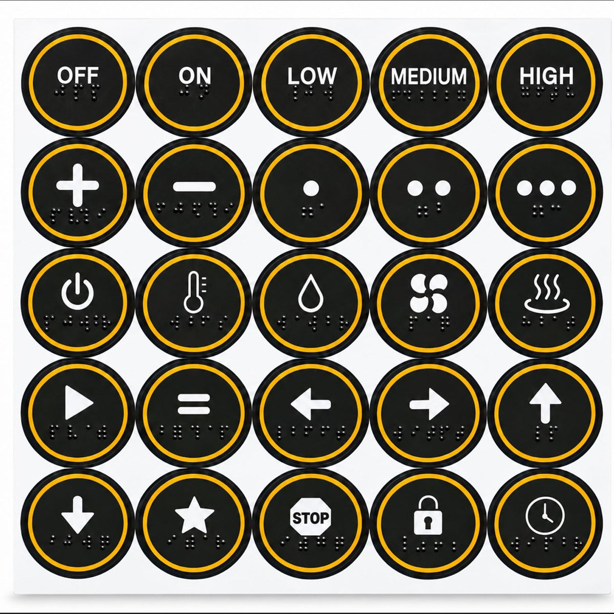 25 Tactile Stickers for Blind and Visually Impaired Elderly Raised Markers