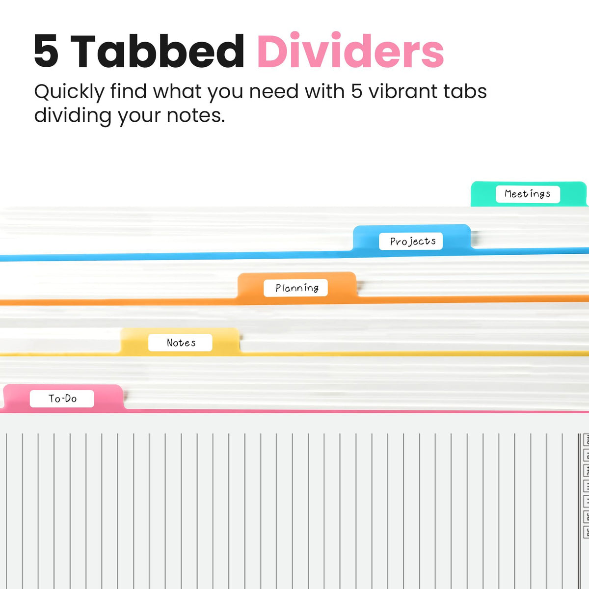 Taja Spiral Notebooks for Work 5 Subject Notebook with Removable Dividers