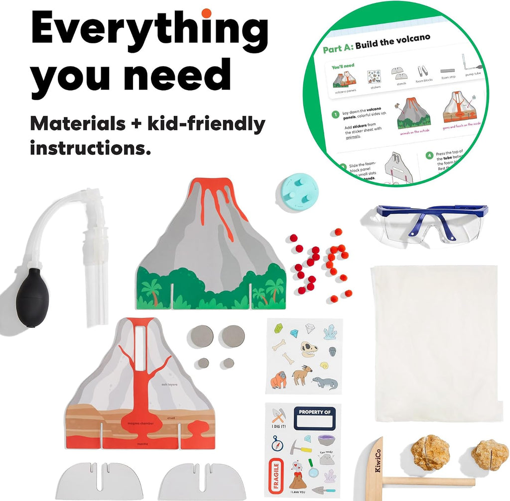 KiwiCo Volcano Kit for Kids Ages 5-8 - STEM Toy Gift with Real Geodes