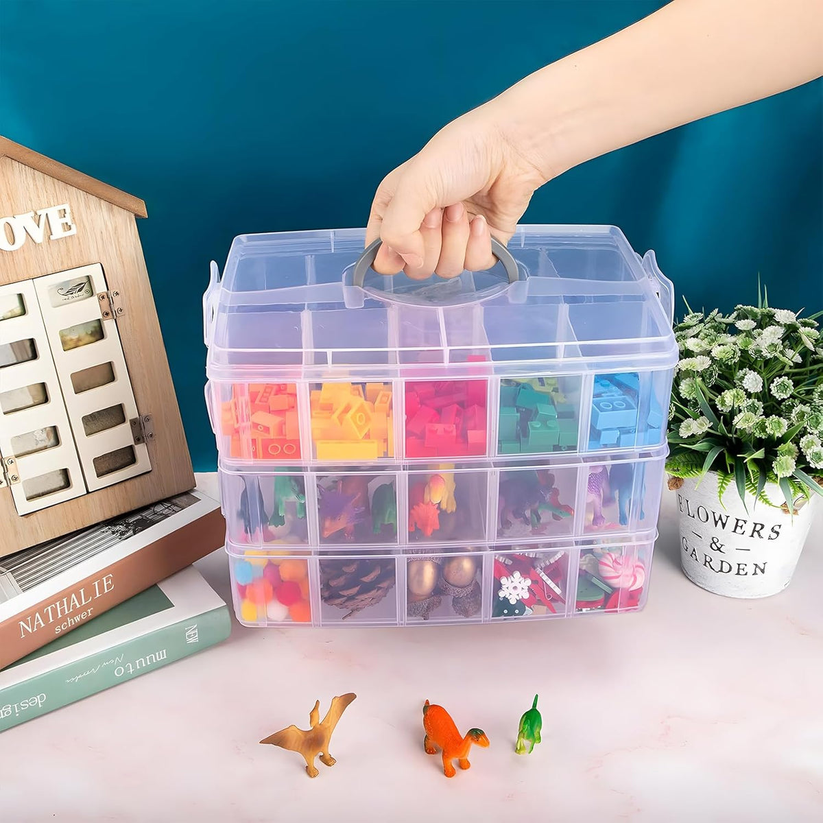Bead Organizer 3 Tier 30 grid Stackable Craft Tackle Storage Container