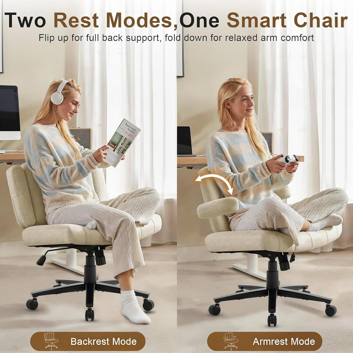 Vigosit Plush Cross-Legged Desk Chair (Multiple Colors)