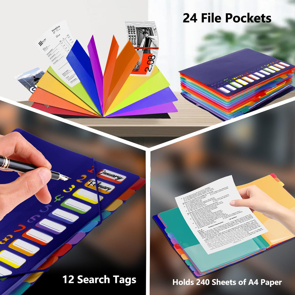 24 Pockets Expanding File Folder Organizer,Accordion File Organizer