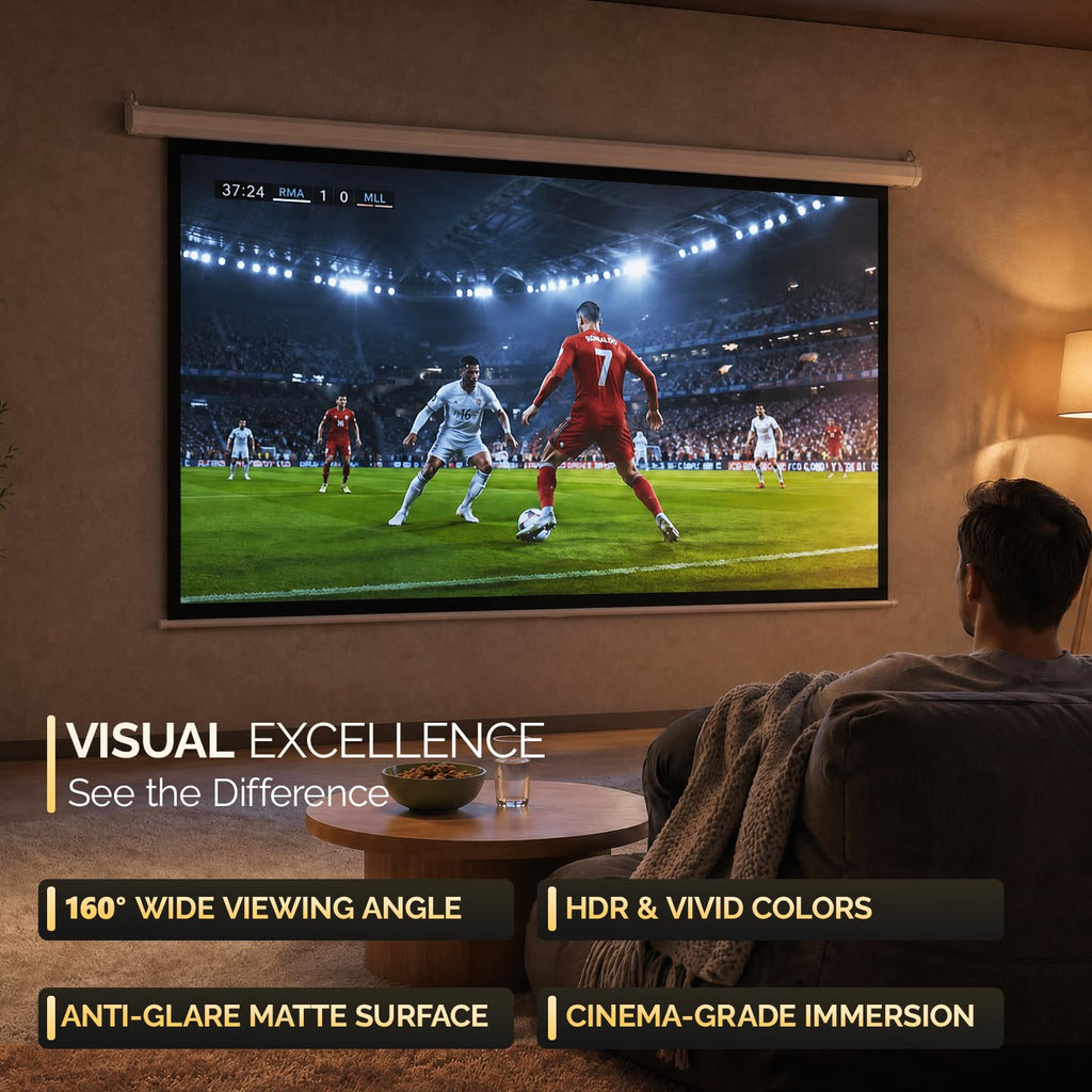 Motorized Projector Screen with Remote Control, No Wrinkles, Without Dents, HD Screen, for Home Theater Office Classroom TV Usage (92inch 16:9)