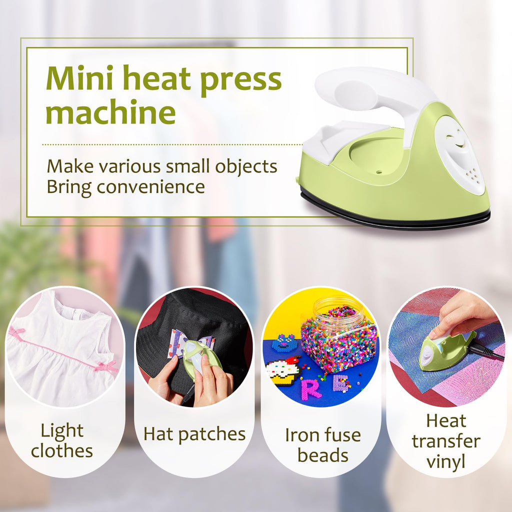 Honoson Mini Iron for Craft Small Iron on Patch Fuse Bead, Mint Green