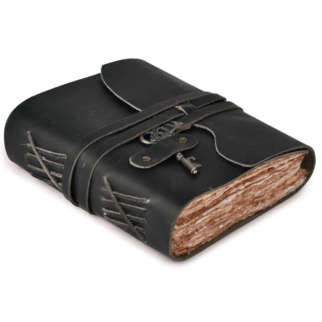 LEATHER VILLAGE Vintage Leather Journal Key Lock, Teal 6x4.