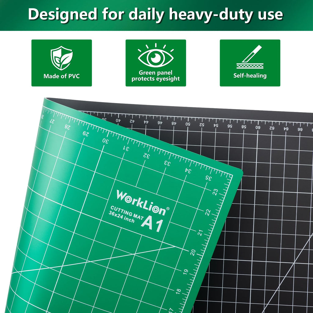 WORKLION 12" x 18" Art Self Healing PVC Cutting Mat, Double Sided, Gridded Rotary Cutting Board for Craft, Fabric, Quilting, Sewing, Scrapbooking Project……