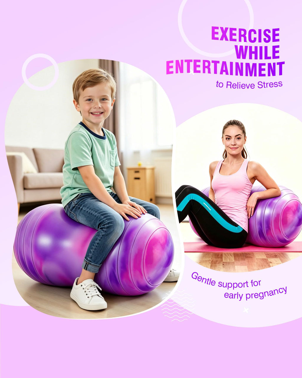 ZOOJOY Peanut Ball for Kids and Adults, 18/20Inch Anti-Burst Exercise Ball