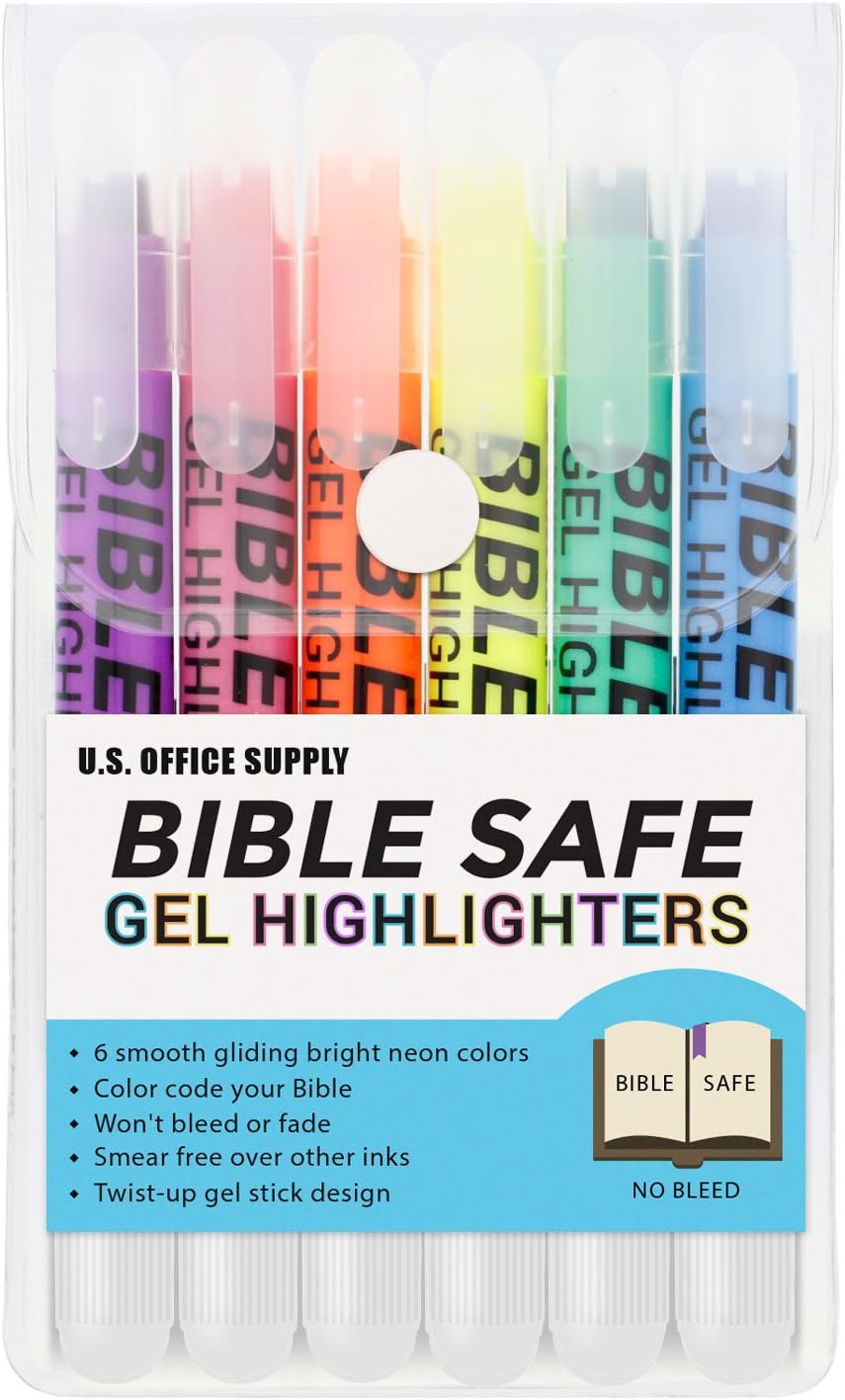 U.S. Office Supply Bible Safe Highlighter, Set of 6 Assorted Colors