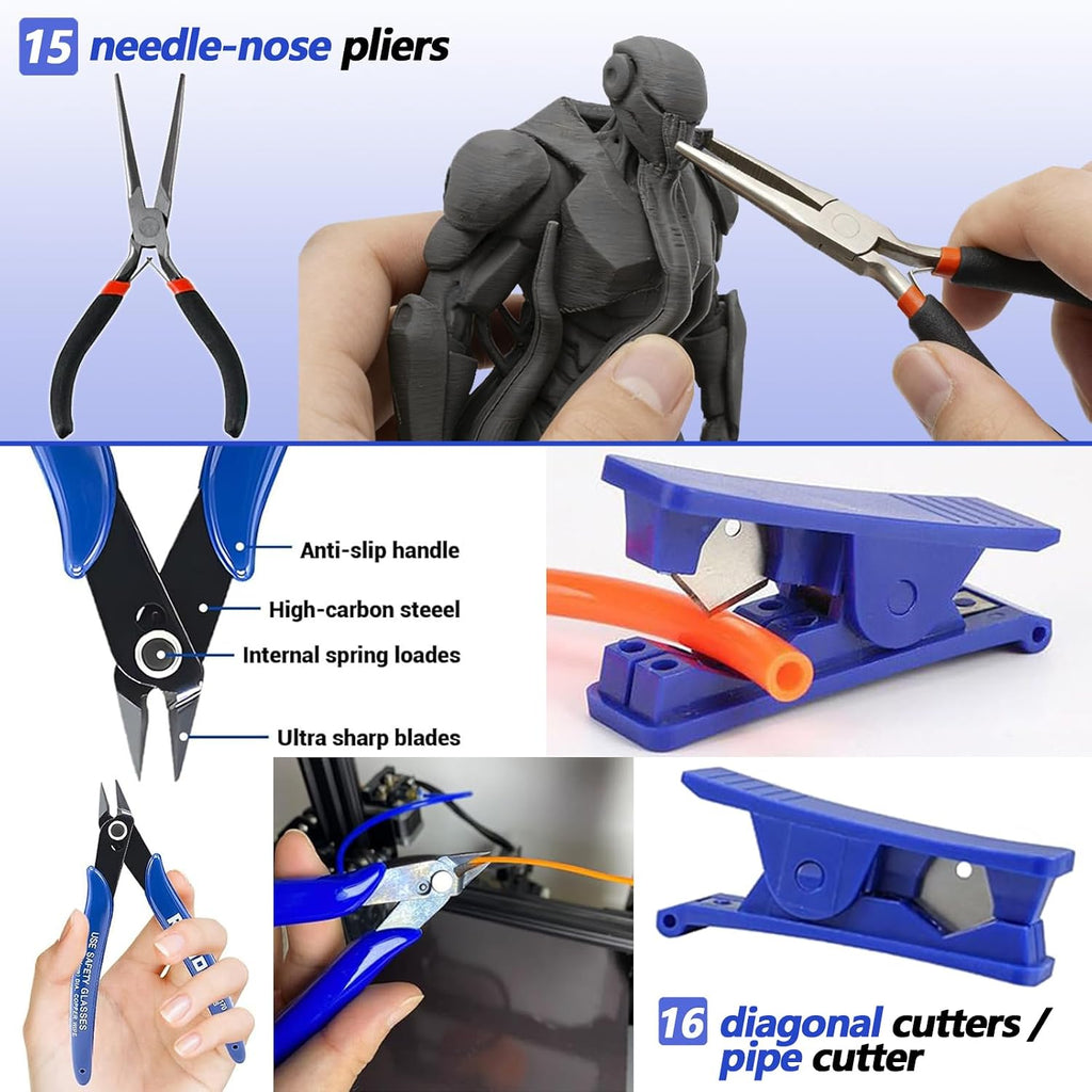 3D Printer Tool Kit: 262-Piece Accessory Set with Nozzle Kit & Mini Electric Grinder