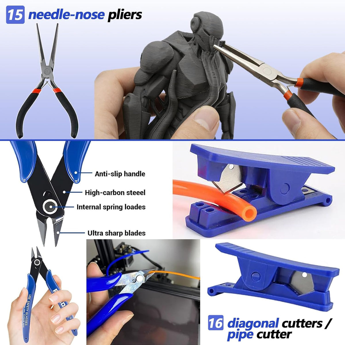 3D Printer Tool Kit: 262-Piece Accessory Set with Nozzle Kit & Mini Electric Grinder