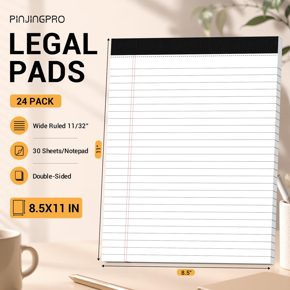 Colored Legal Pads 8.5 x 11, 3 Pack Notepads 8.5 x 11 Wide Ruled Note Pads