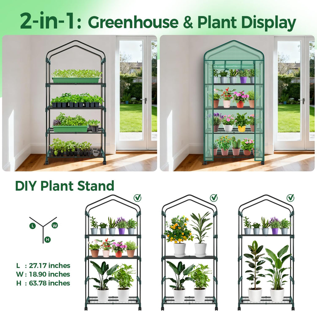 Ohuhu Portable Greenhouse with 4 Shelves (Mini & Large Sizes)