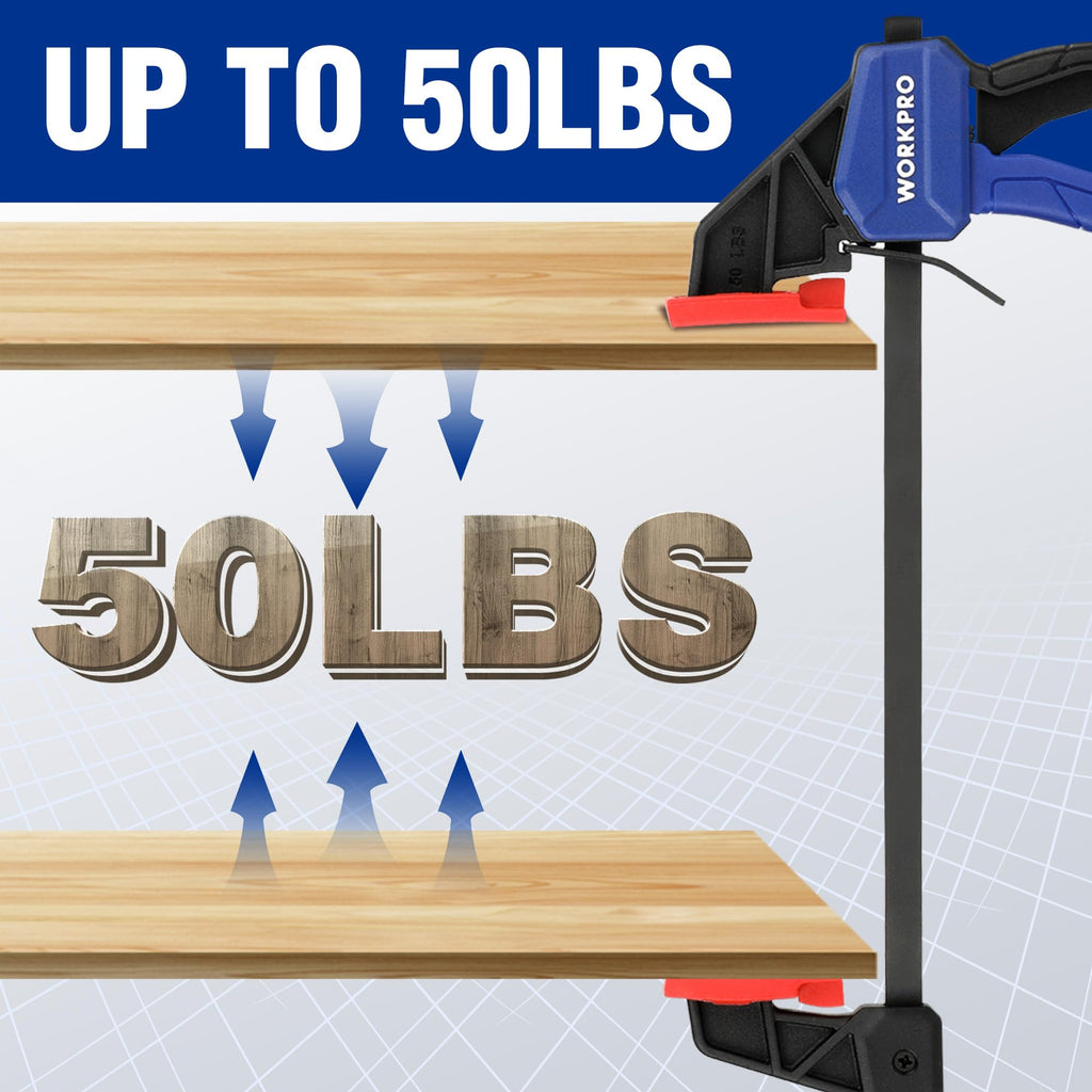 WORKPRO 6" Mini Bar Clamps for Woodworking, 50 lbs Load Limit, 2-Pack