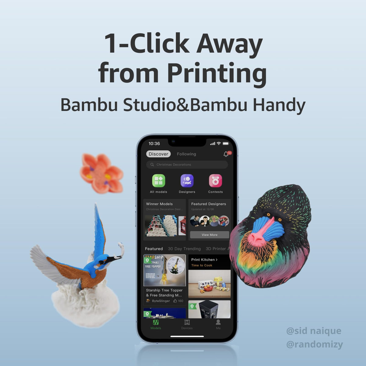 Bambu Lab A1 mini 3D Printer + LED Lamp Kit, Ready-to-Use for Beginners