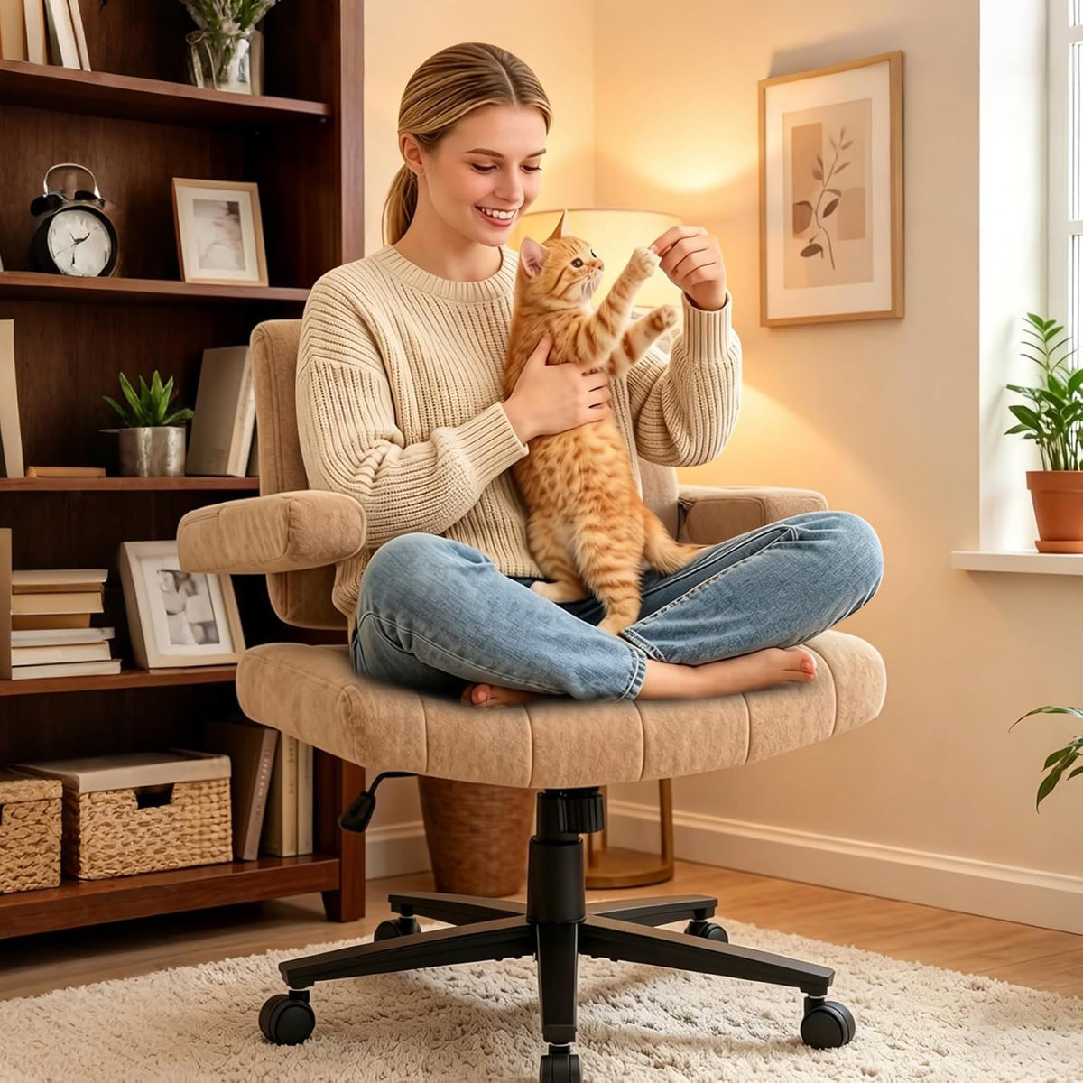 Vigosit Plush Cross-Legged Desk Chair (Multiple Colors)