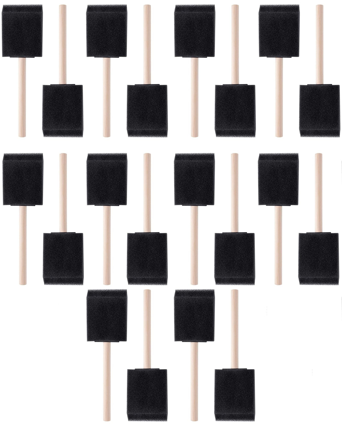 WAFJAMF: 2-Inch Foam Sponge Paint Brushes with Wood Handles (10, 20, or 30-Pack)