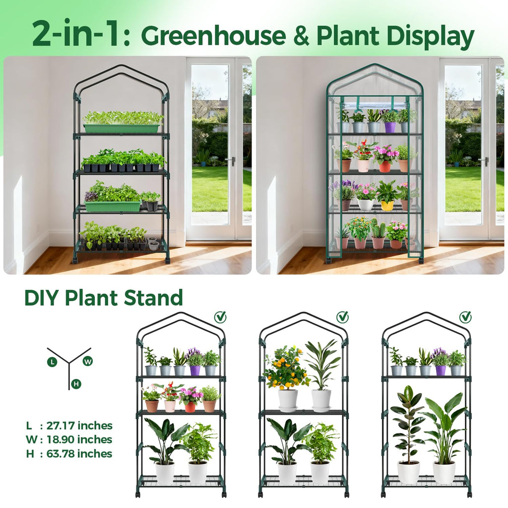 Ohuhu Portable Greenhouse with 4 Shelves (Mini & Large Sizes)