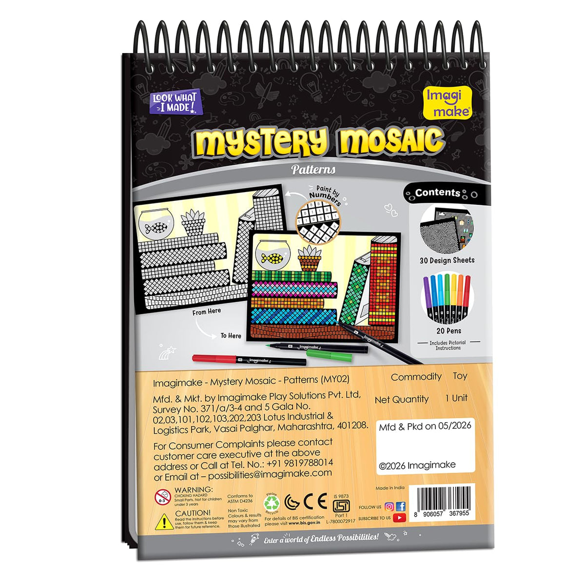 Imagimake Mystery Mosaic - Landscapes, Paint by Number Art Kit for Kids