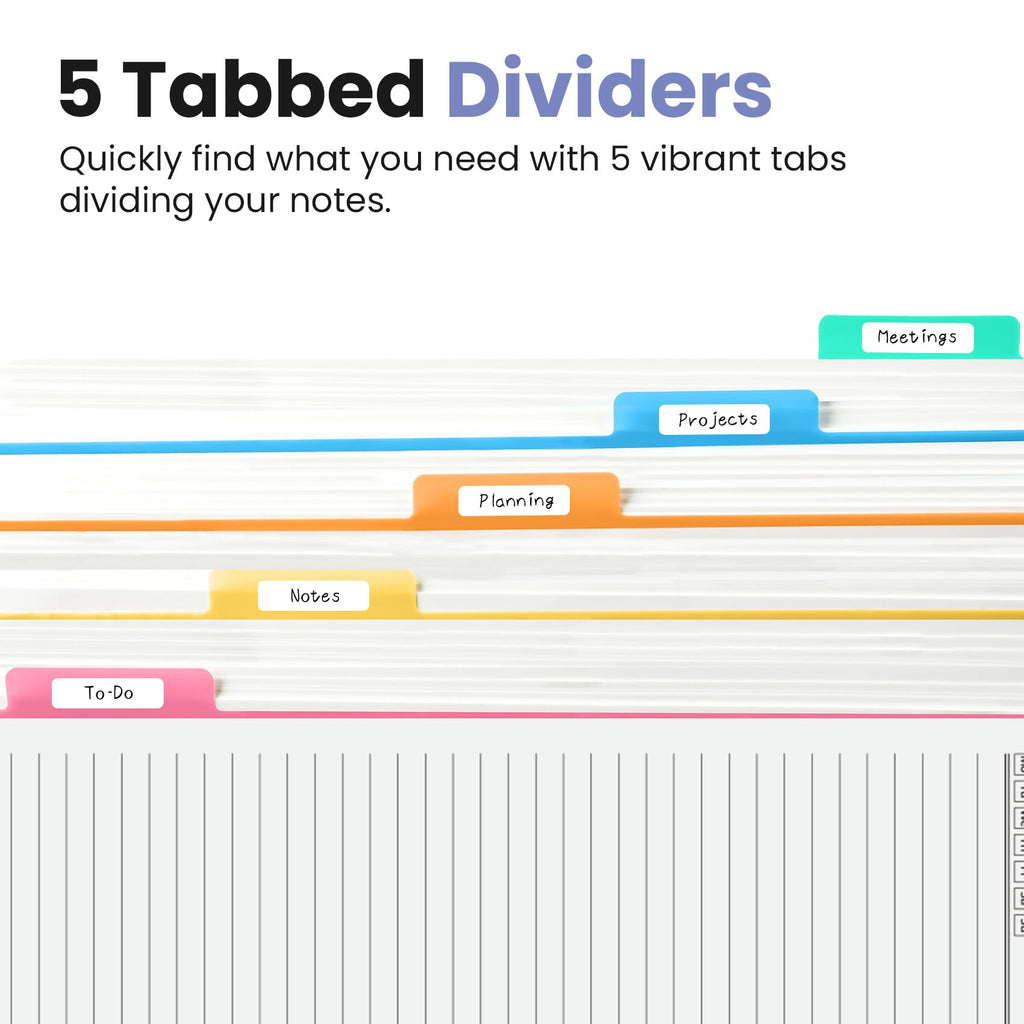 Taja Spiral Notebooks for Work 5 Subject Notebook with Removable Dividers