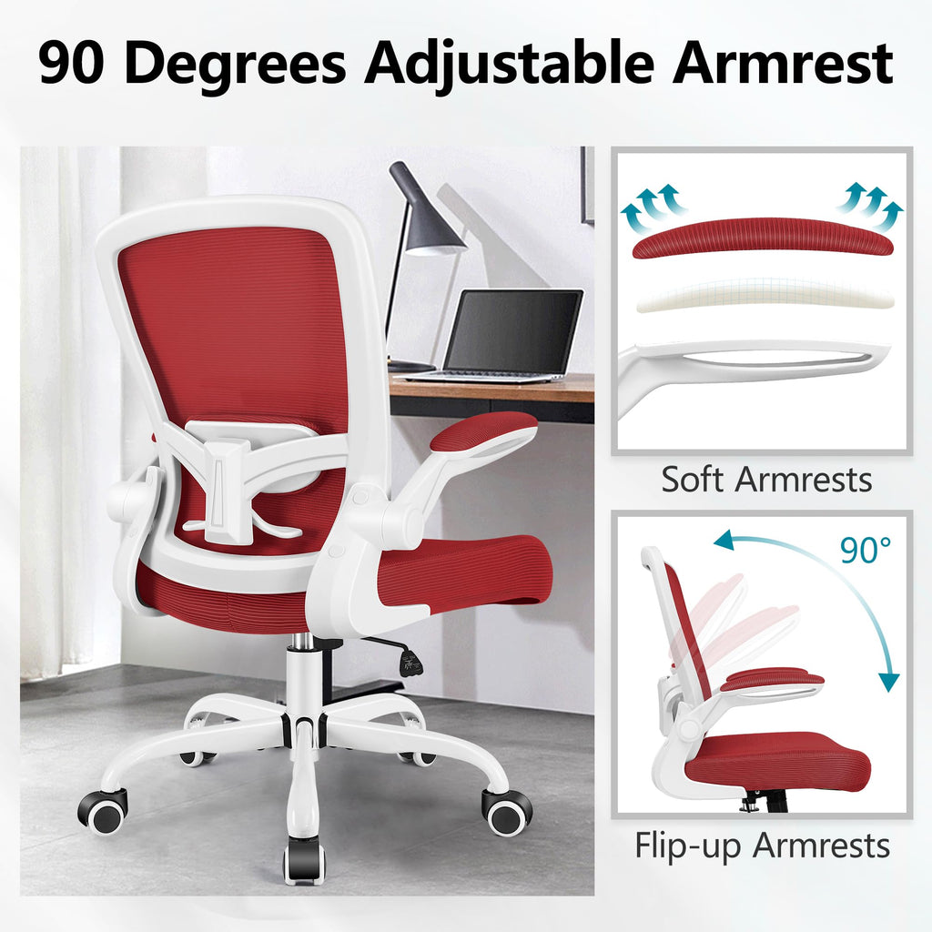 FelixKing Office Chair, Ergonomic Desk Chair Breathable Mesh Chairs Adjustable High Back Lumbar Support Flip-up Armrests, Executive Rolling Swivel Comfy Computer Chairs Home Office Black