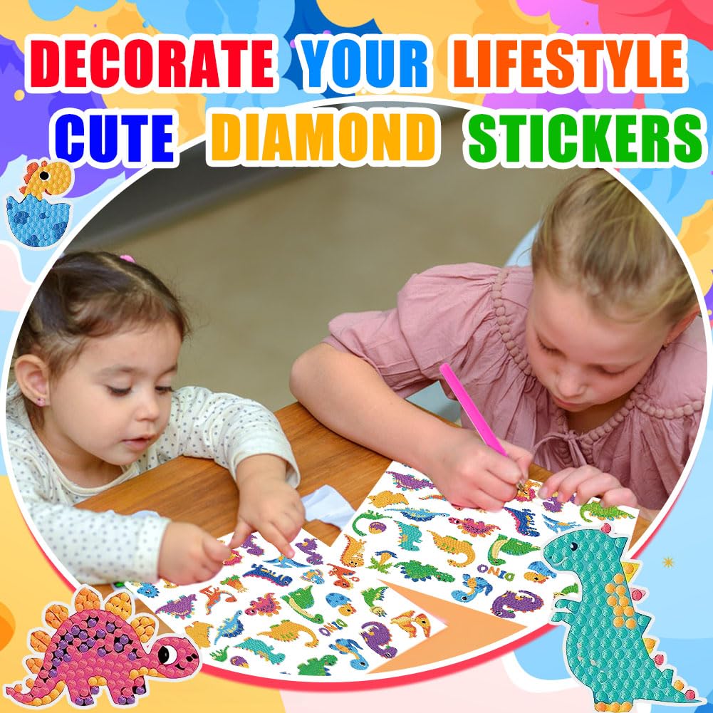 Labeol Diamond Art Kits for Kids Boys and Girls Ages 6-8-10-12 Easy to DIY Creative Diamond Art Sticker Craft by Numbers Kits for Kids and Adult Beginners (Animal)
