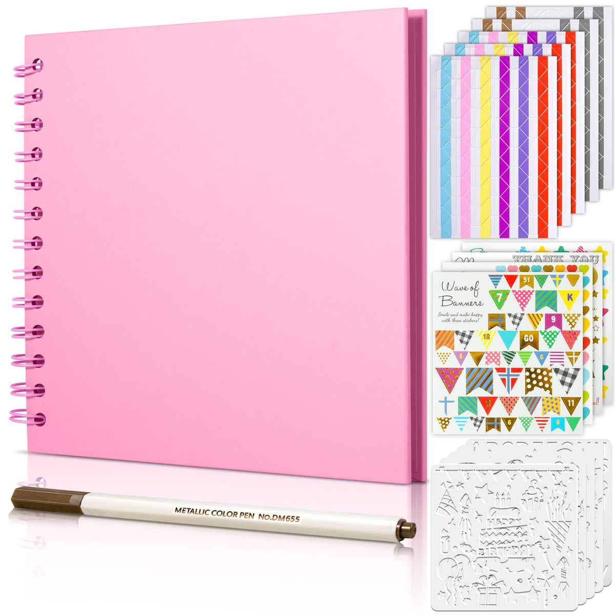 Gotideal 80 Pages Scrapbook Album with 10 Metallic Markers, Black