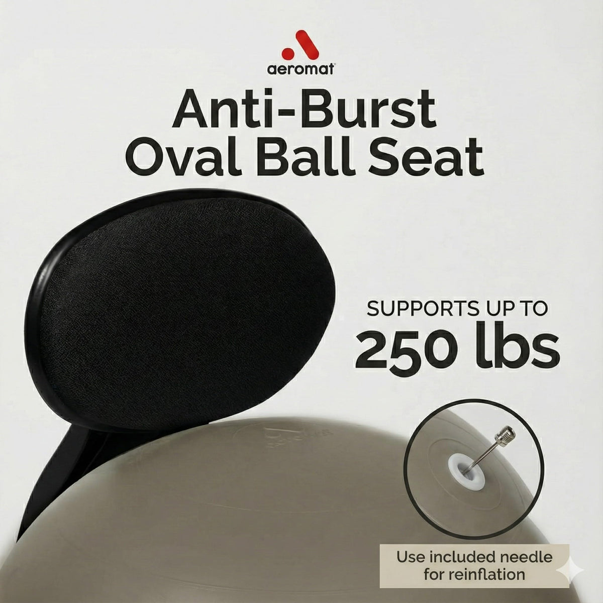 Aeromat Elite Yoga Ball Chair Active Sitting & Adjustable Height 250lbs Cap