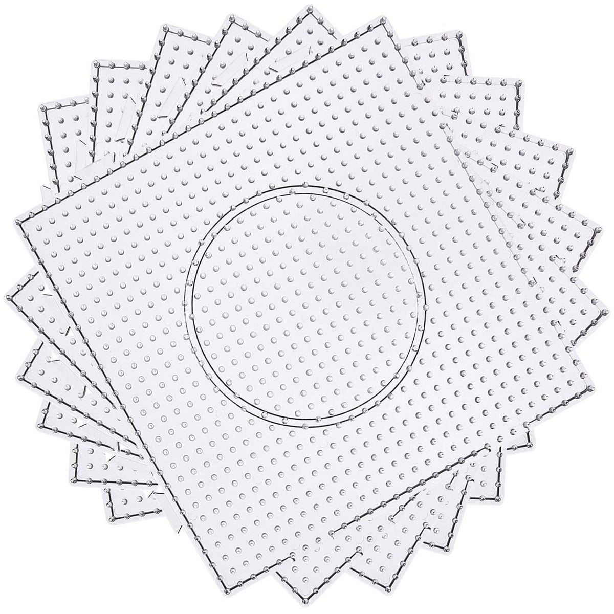 H&W 4PCS 5mm Fuse Beads Boards, Large Clear Pegboards Kits, with Gift 4 Lroning Paper (WA3-Z1)