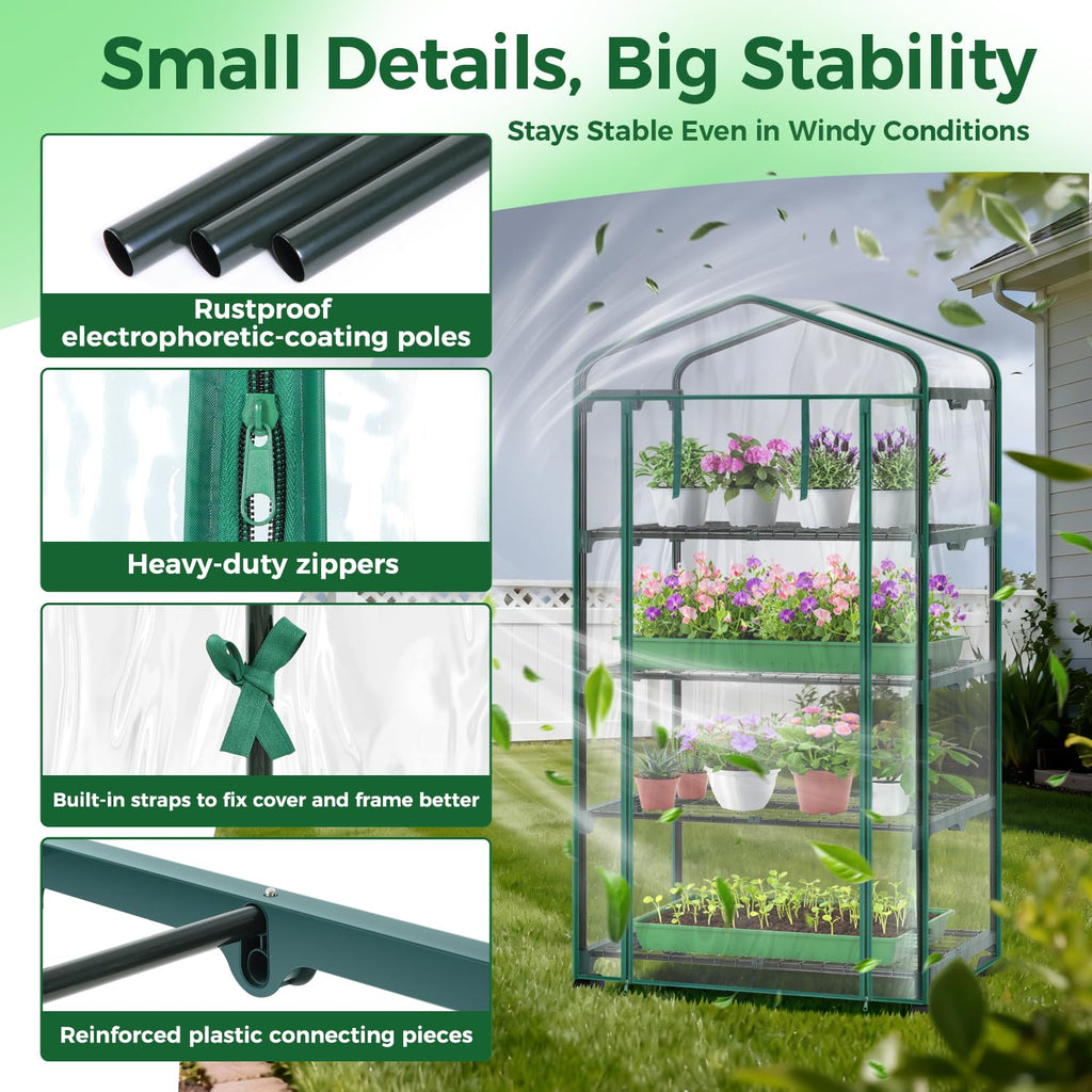 Ohuhu Portable Greenhouse with 4 Shelves (Mini & Large Sizes)