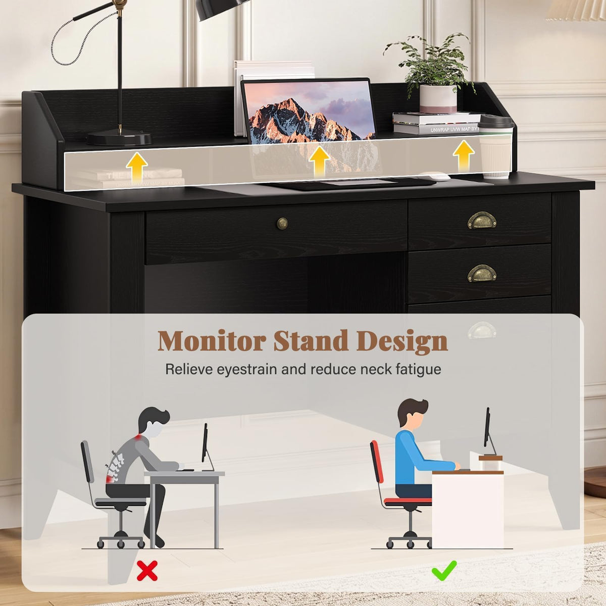 4 EVER WINNER 47-Inch Student Desk with Drawers