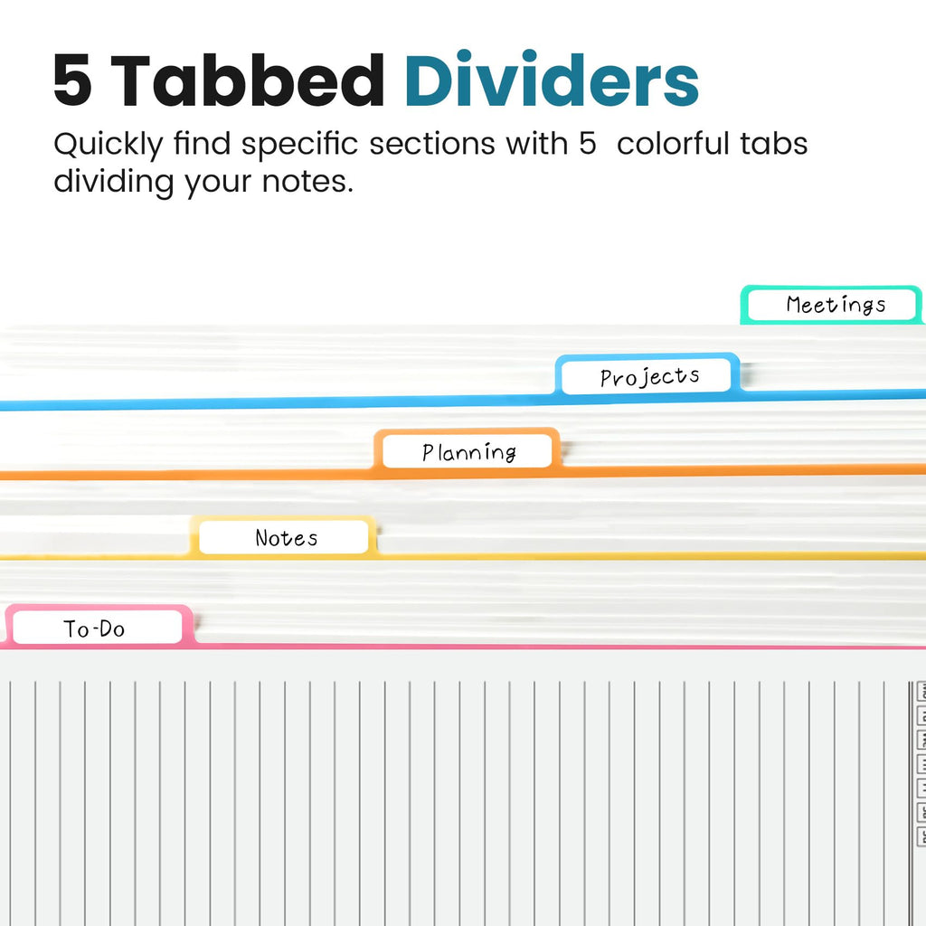 Taja Spiral Notebooks for Work 5 Subject Notebook with Removable Dividers