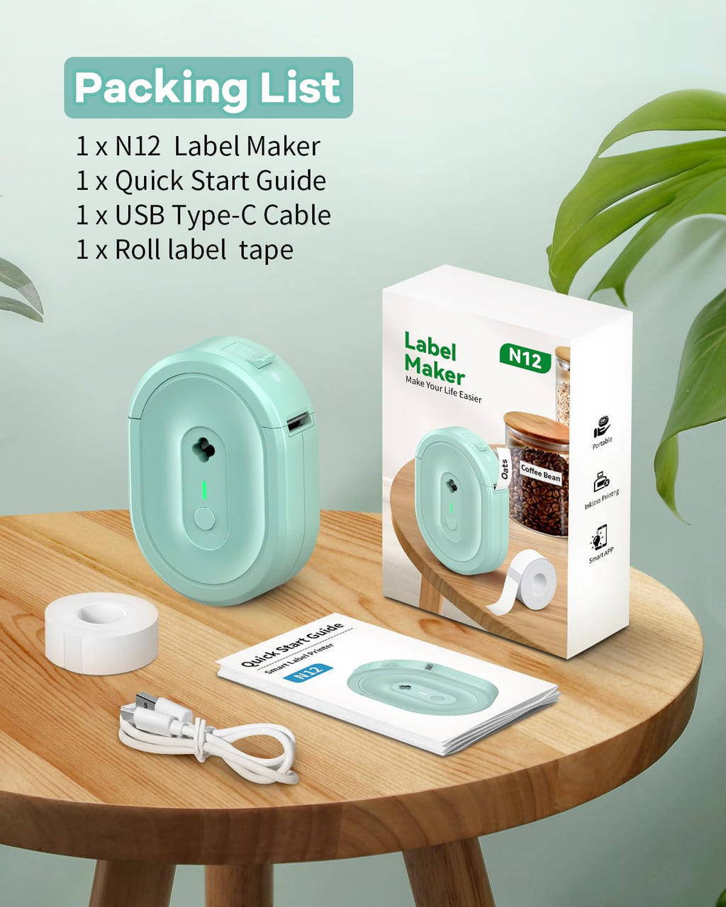 NDYIN Label Maker N12 Bluetooth Thermal Label Printer
