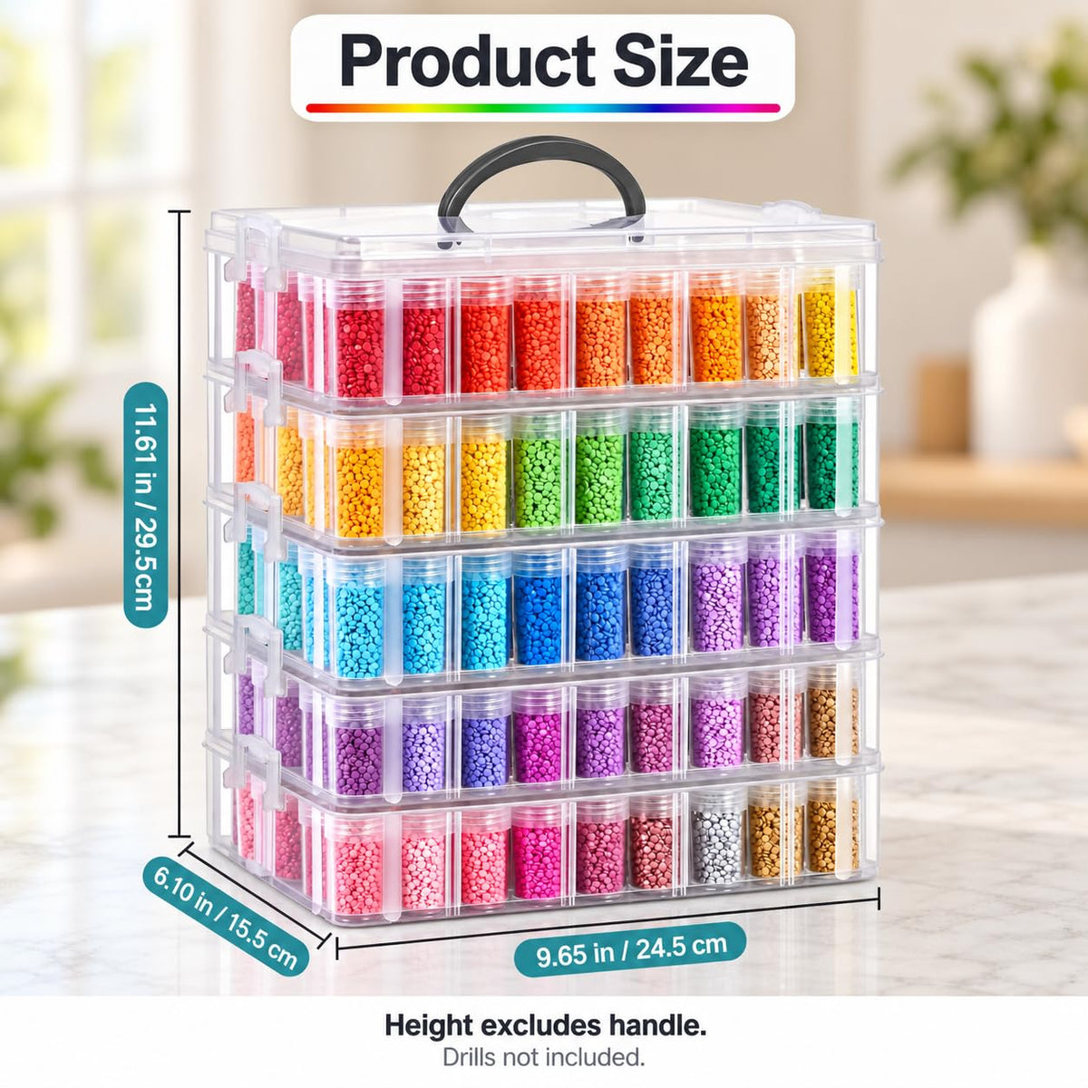 Diamond Art Storage Organizer, 200 Jars, 4-Tier Stackable Case