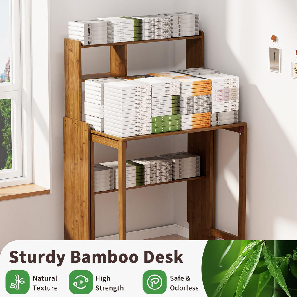 Dezyfurni Bamboo Folding Student Desk with Storage
