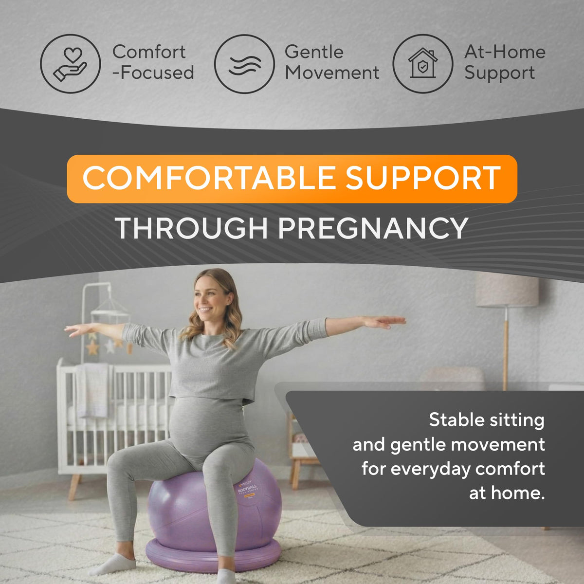 Yoga Ball Chair for Office Desk with Base - Ergonomic Balance & Stability Exercise Ball Seat for Adults - Active Sitting for Posture, Core & Back Pain Relief, Home Gym, Therapy, Pump