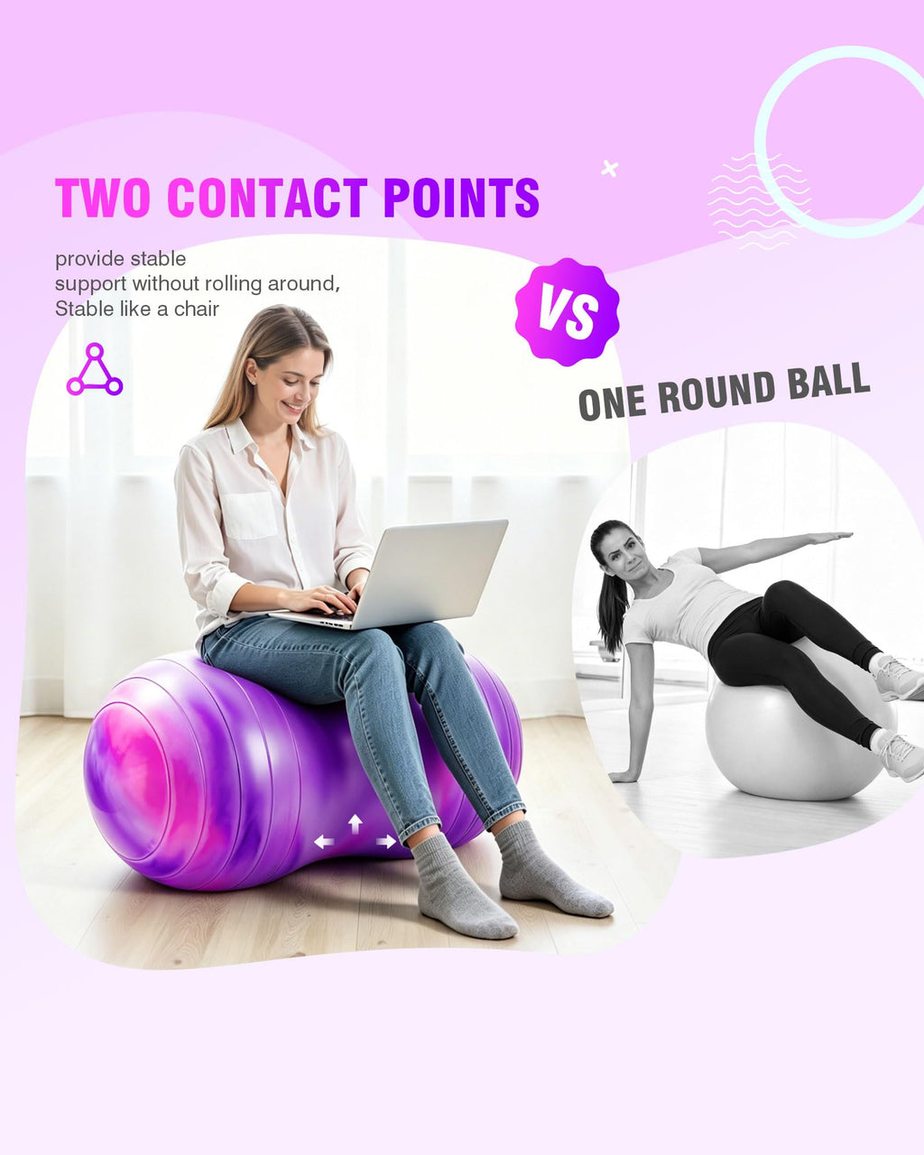 ZOOJOY Peanut Ball for Kids and Adults, 18/20Inch Anti-Burst Exercise Ball