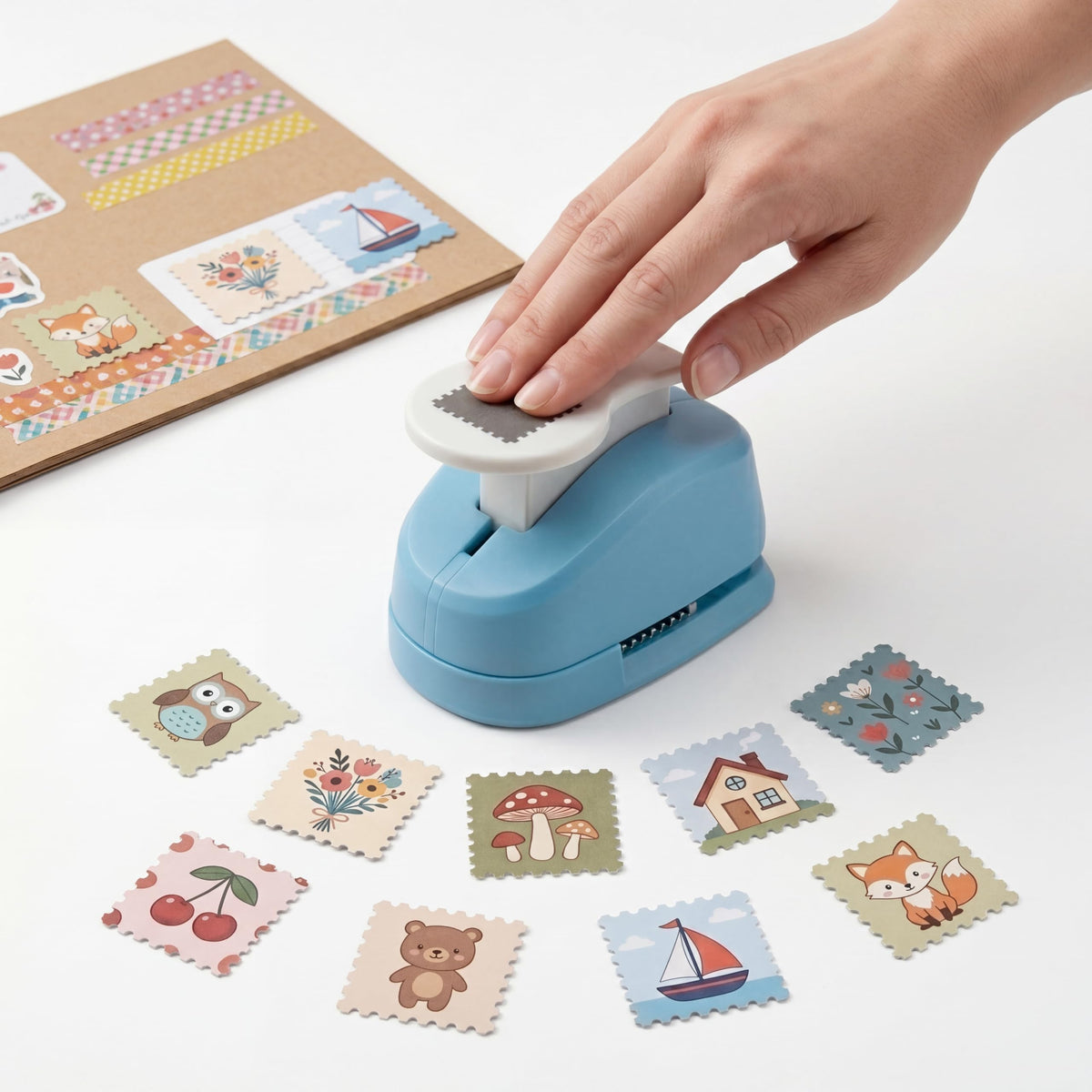 Stamp Punch, 1.5 * 1.5inch Square Stamp Puncher Postage Stamps Punches, Stamps Shaped Paper Punch, Lever Paper Punches for Crafting,Craft Cutter Hole Puncher for Scrapbooking Journaling Card Making