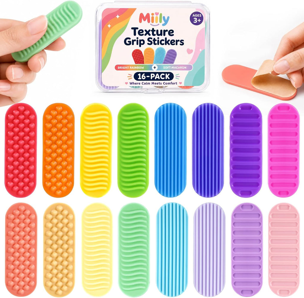 Sensory Stickers for Kids & Adults, 16 Pack Textured Classroom Calm Strips